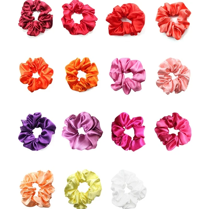 pçs moda feminina seda sólida scrunchies elástico