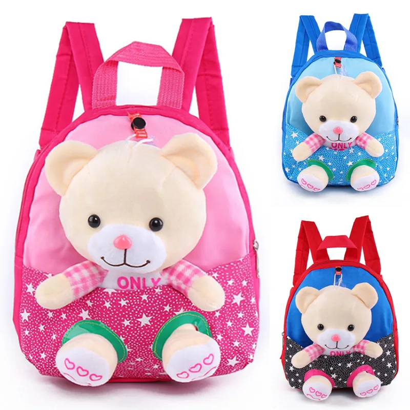 

Kids School Bags Cartoon Bear Dolls Applique Canvas Backpack Mini Baby Toddler Book Bag Kindergarten Rucksacks Mochila Escolar