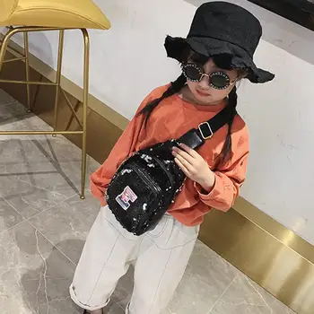 

Capital Letter Glitter Sequins Children Girl Zipper Crossbody Chest Bag Small Shoulder Bag