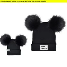Вязаная теплая зимняя шапка с помпоном и логотипом на заказ, шапка с помпонами, зимний трикотажный свитер для женщин, теплая шапка