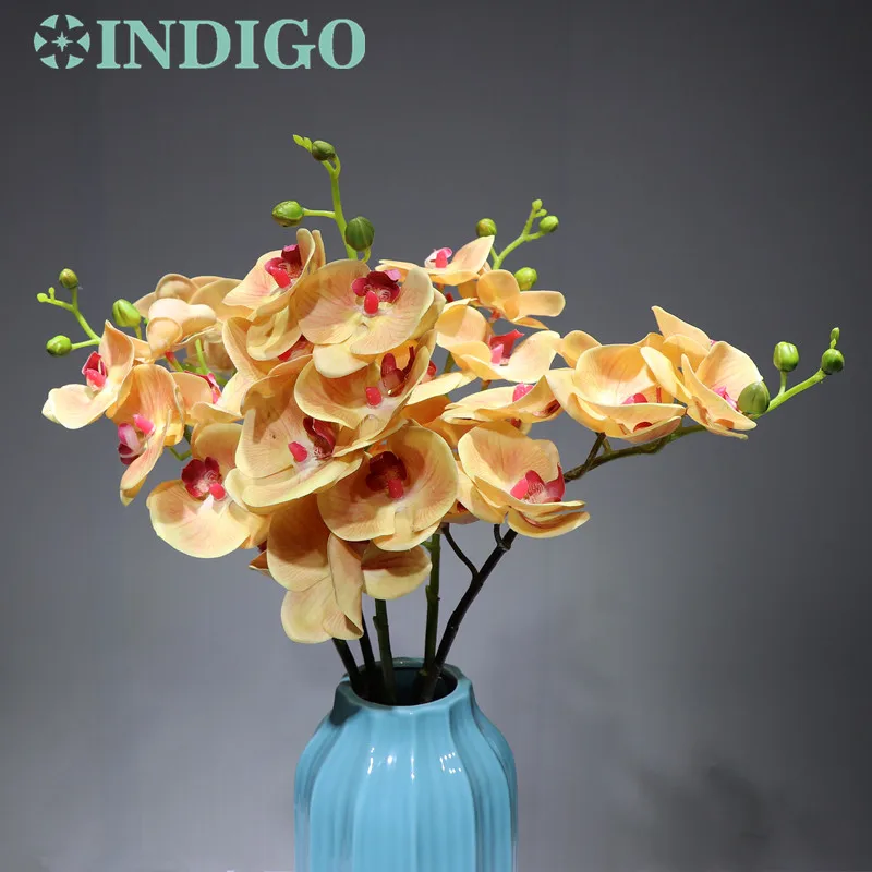 

INDIGO- 5pcs 3D Phalaenopsis Orchids (11 Flowers/Stem) Silk Real Touch Flower Orchid Wedding Flower Floral Party Free Shipping