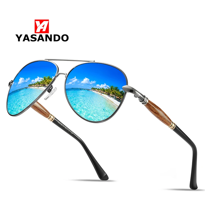 Classic Polarized Sunglasses Men Women 2019 YASANDO Pilot Mirror Lens Outdoor Driving UV400 Male Female Unisex Eyewear XY5015 | Аксессуары