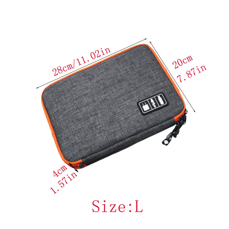 High Grade Nylon 2 Layers Travel Electronic Accessories Organizer Bag,Travel Gadget Carry Bag, Perfect Size Fit for iPad