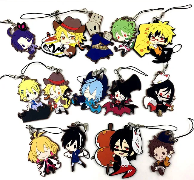 

14pcs/Lot Random sent Servamp Anime keychain VAMPIRE MAHIRU KURO SNOW LILY JEJE HYDE Rubber strap/mobile phone charms G01019