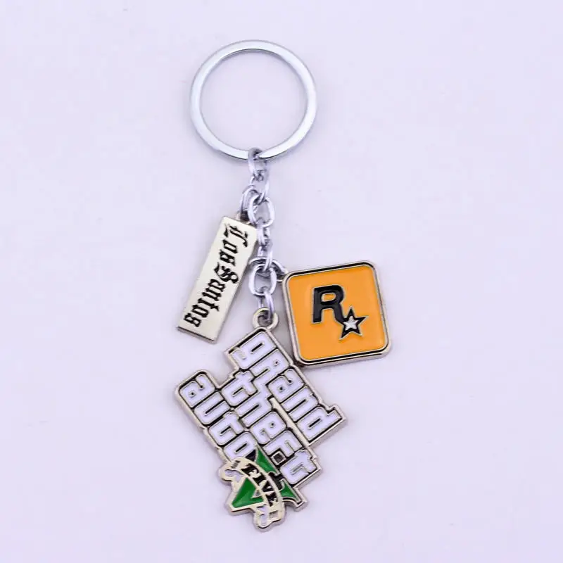 

PS4 GTA 5 Game keychain Grand Theft Auto 5 Key Chain For Fans Key Ring Holder 4.5cm game souvenirs Jewelry llavero