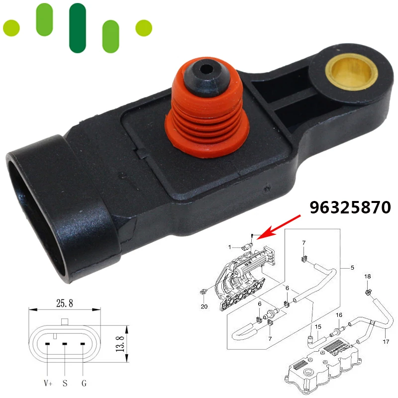 

96325870 Manifold Absolute Pressure MAP Sensor Fits Chevrolet Fits Spark, Aveo, Matiz daewoo Kalos 05-06 25184083
