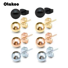Otakoo 2 шт. хирургическая сталь серебро, черный, золотой и розовый Золотой цветной шарик серьги гвоздики панк ухо Козелок Уха Имитация пирсинга конус для женщин