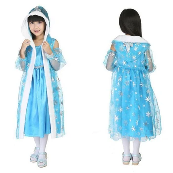 

Elsa Princess Dress Halloween Costumes for Children Blue Princess Dress COSPLAY Theatrical Costume Holiday/Party Supplies