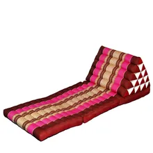 Foldout Triangle Thai Cushion 100% Kapok Filling 180x60x45cm Floor Folding Chaise Lounger Daybed Sleeper for Living Room/Outdoor