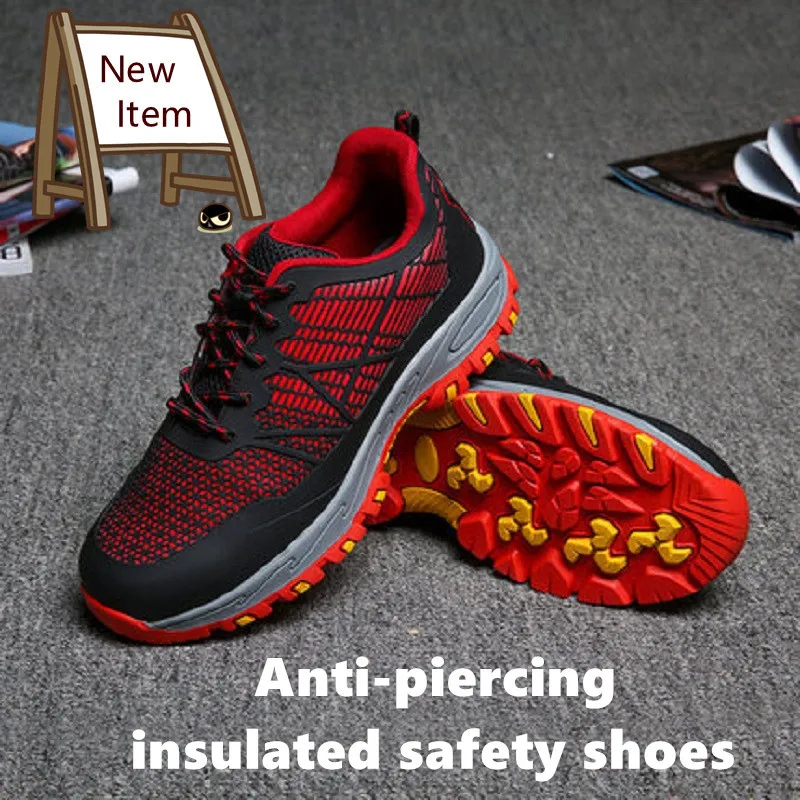 

Large Size Men Safety Shoes Casual Breathable Steel Toecap Work Security Summer Insulation Anti-pierce Kevlar Worker Footwear