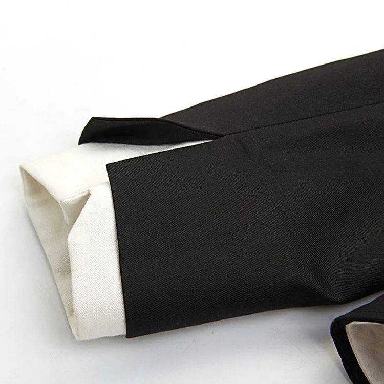 2019 Women's Spring and Summer New OL Black and White Serrated Edge Shoulder Padded Waist Suit Small Jacket Patchwork Coat