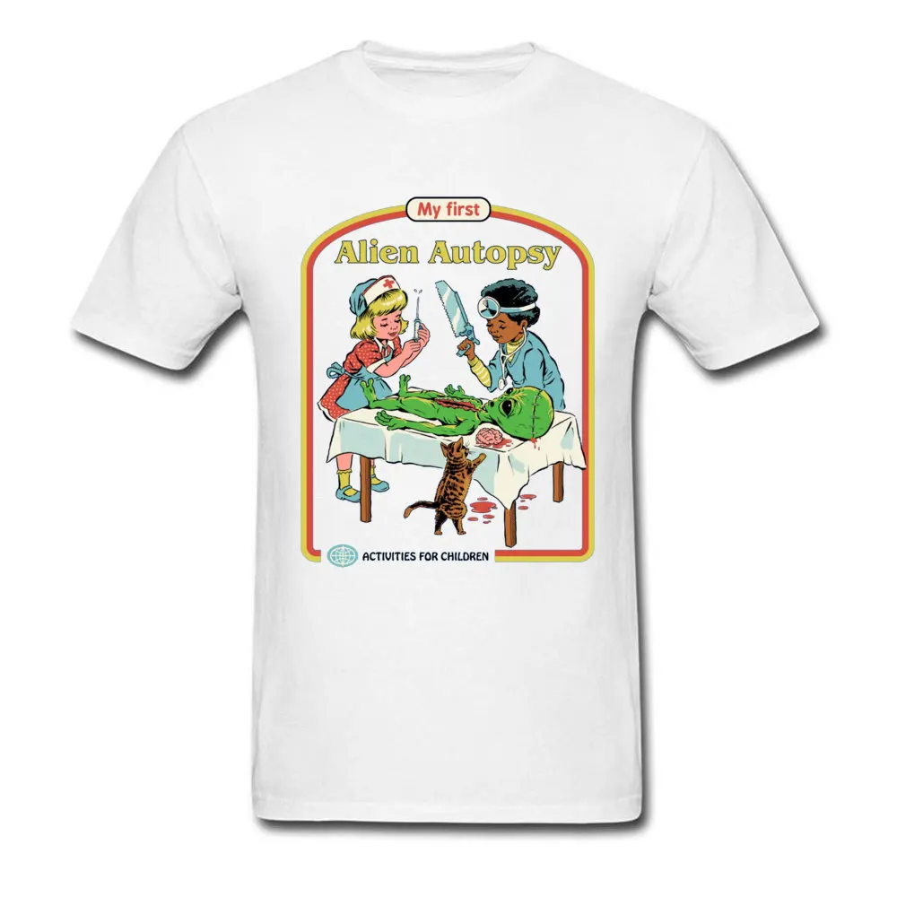 

Men T-shirts My First Alien Autopsy T Shirt Halloween Horror Story Tees American Demon Child Print Adult Tops Death Scary Tshirt
