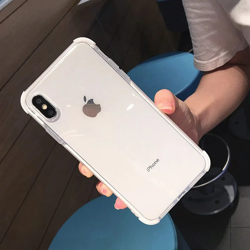 Lovebay противоударный чехол для iPhone X 7 8 6 6S Plus XR XS Max Прозрачный Красочный силиконовый мягкий чехол для телефона TPU прозрачная задняя крышка - Цвет: White