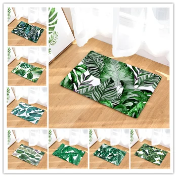 

Hongbo Doormat Palm Leaf Flannel Kitchen Bathroom Anti Slip Rugs Home Entrance Floor Carpet Door Mat Decoration