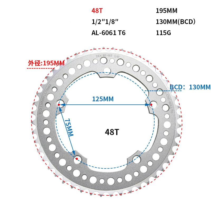 36T 39 т 42 44 46T 48 т 52 велосипеды Crank диаметра окружности болтов(цепное колесо зубчатое колесо цепной передачи цепочка, зуб срез ремонт Запчасти для односкоростной