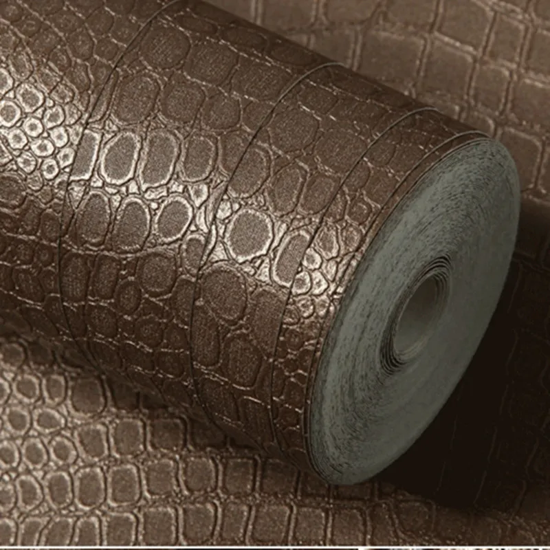 Modern Deep Crocodile Skin Embossed Vinyl Wallpaper Brown Grey Beige 3D stereoscopic Wallpaper Roll Bedroom Living Room Backdrop