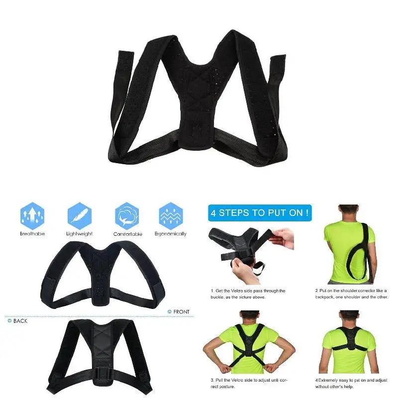 

Posture Corrector Adjustable Back Shoulder Support Correction Belt for Adult Kids JS88