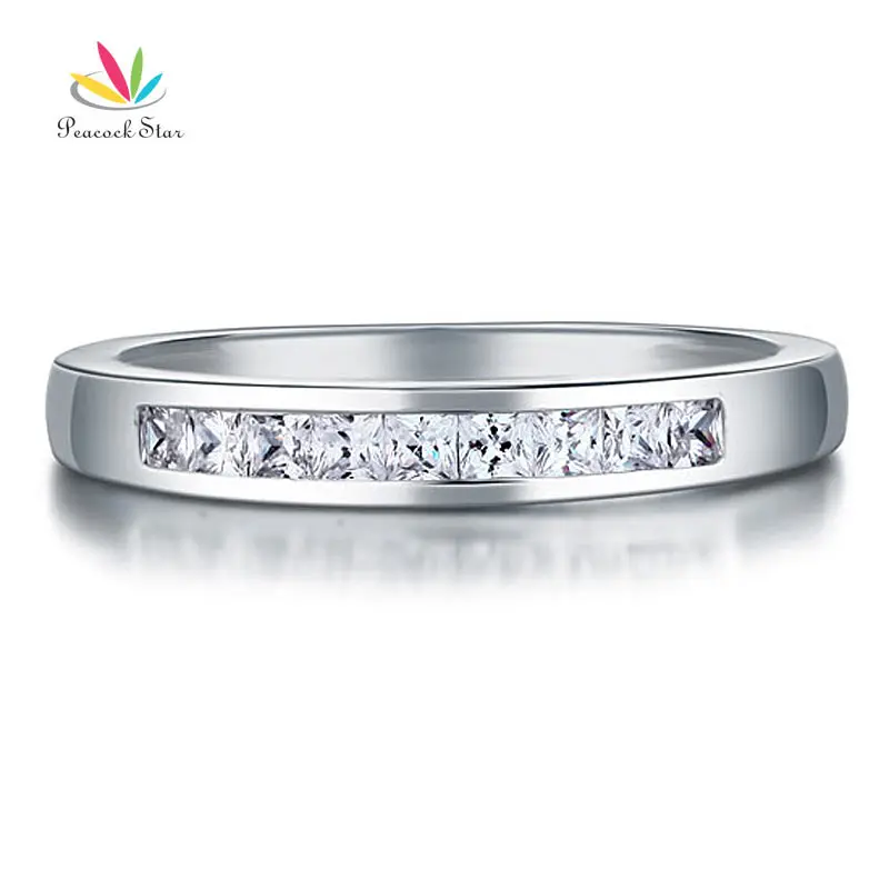 Peacock Star Princess Cut Solid 925 Sterling Silver Wedding Ring Band Jewelry CFR8071
