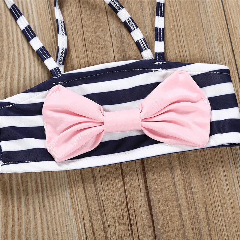 Girl's swimsuit 2019 summer new Summer Toddler Kids Baby Girls Stripe Bowknot Swimwear Swimsuit Outfits #4M06 (8)