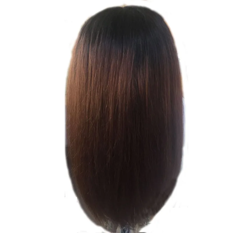 LUFFYHAIR 13x6 глубокий часть Синтетические волосы на кружеве человеческих волос парики для черный Для женщин бразильский Волосы remy Ombre Короткий покрой человеческих волос Боб парики