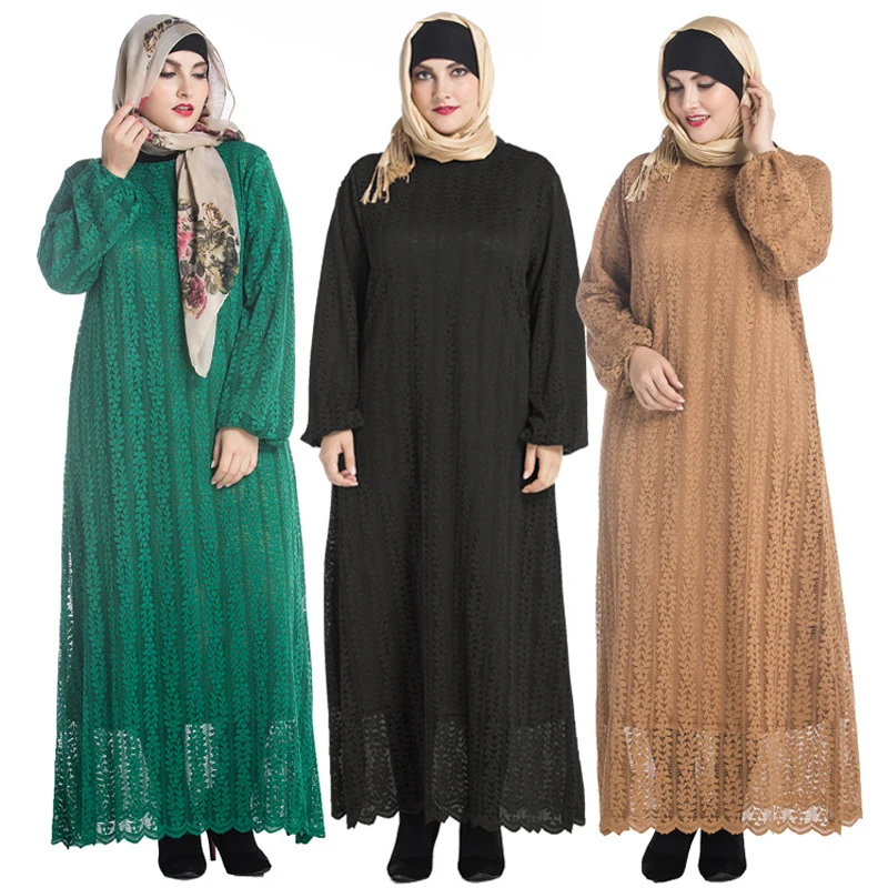 

Plus Size Vestidos 2019 Abaya Dubai Bangladesh Lace Turkey Islamic Arabic Hijab Muslim Dress Caftan Women Robe Musulmane Longue