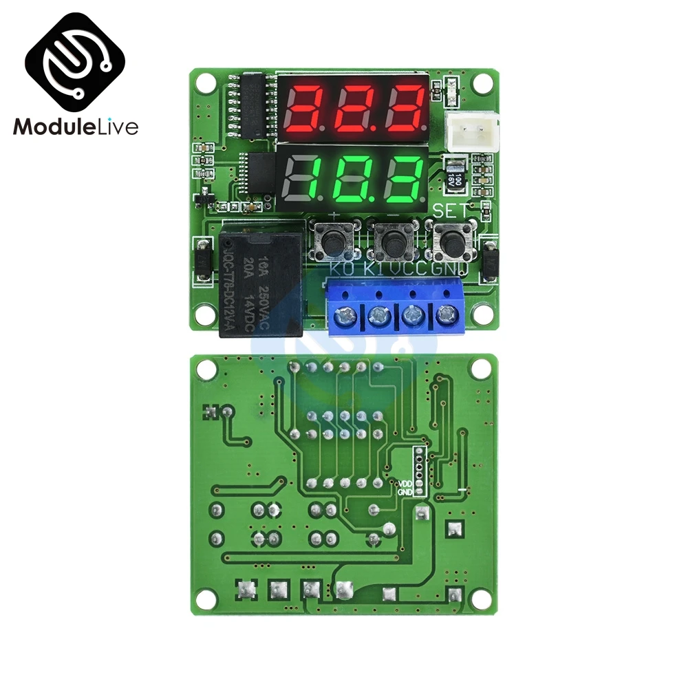 XH-W1219 DC 12 В двойной светодиодный цифровой дисплей термостат контроль температуры Лер регулятор переключатель реле управления NTC модуль датчика