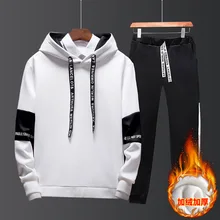 Осень и зима Мужская толстовка мужская Толстовка костюм с капюшоном плюс бархатная Толстовка