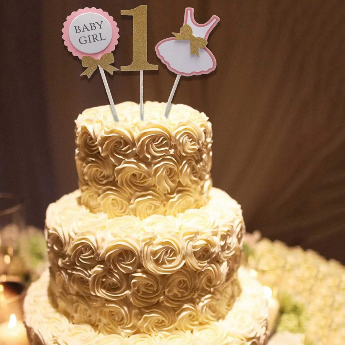 Cute Baby Girl 1st Birthday Clothing Design Celebrating Party Cake