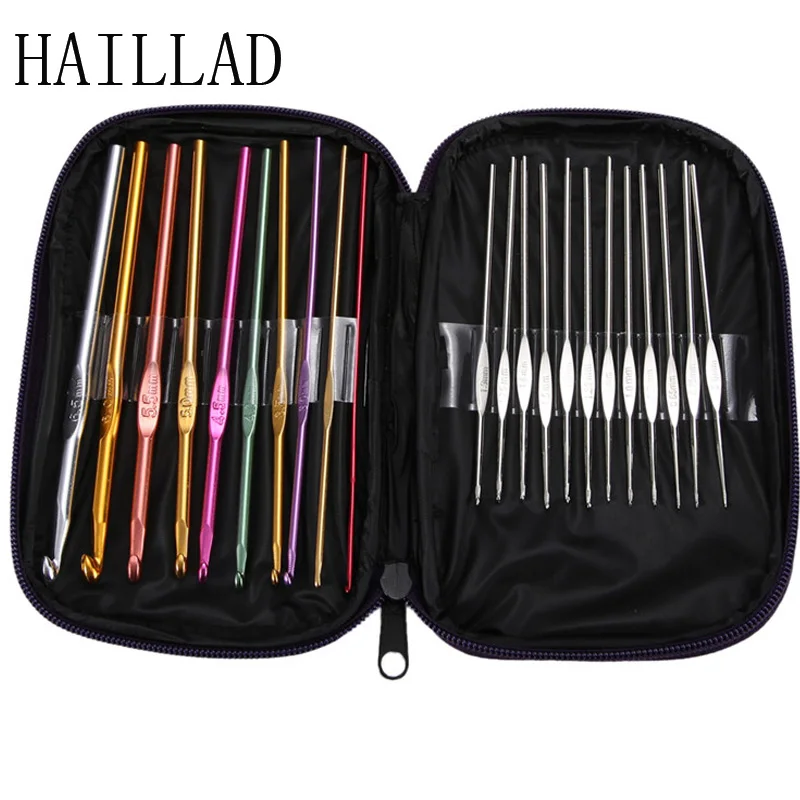 Metal needles set Hand Crochet Knitting Needle Tools with Bag 22pcs