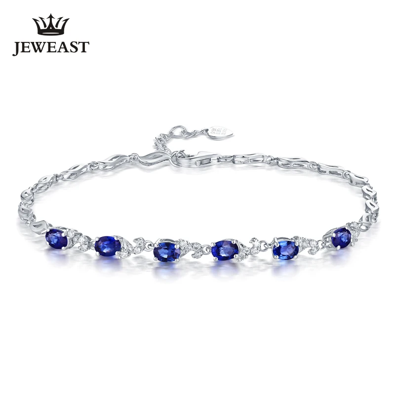 

Natural sapphire 18k Pure Gold Female Bracelets Fine Jewelry Gift Girl Thin Trendy Solid 750 Real Bangle Party Good Nice