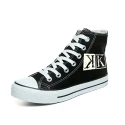 K возвращение королей обувь Мода Световой парусиновая обувь Исана Yashiro ручной росписью обувь черные высокие кроссовки для Для мужчин