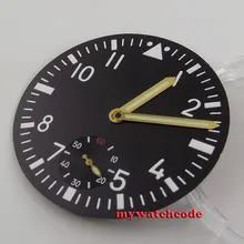 38,9 мм черный светящийся циферблат знаки циферблат Калибр ETA 6498 мужские часы D128(dial+ руки