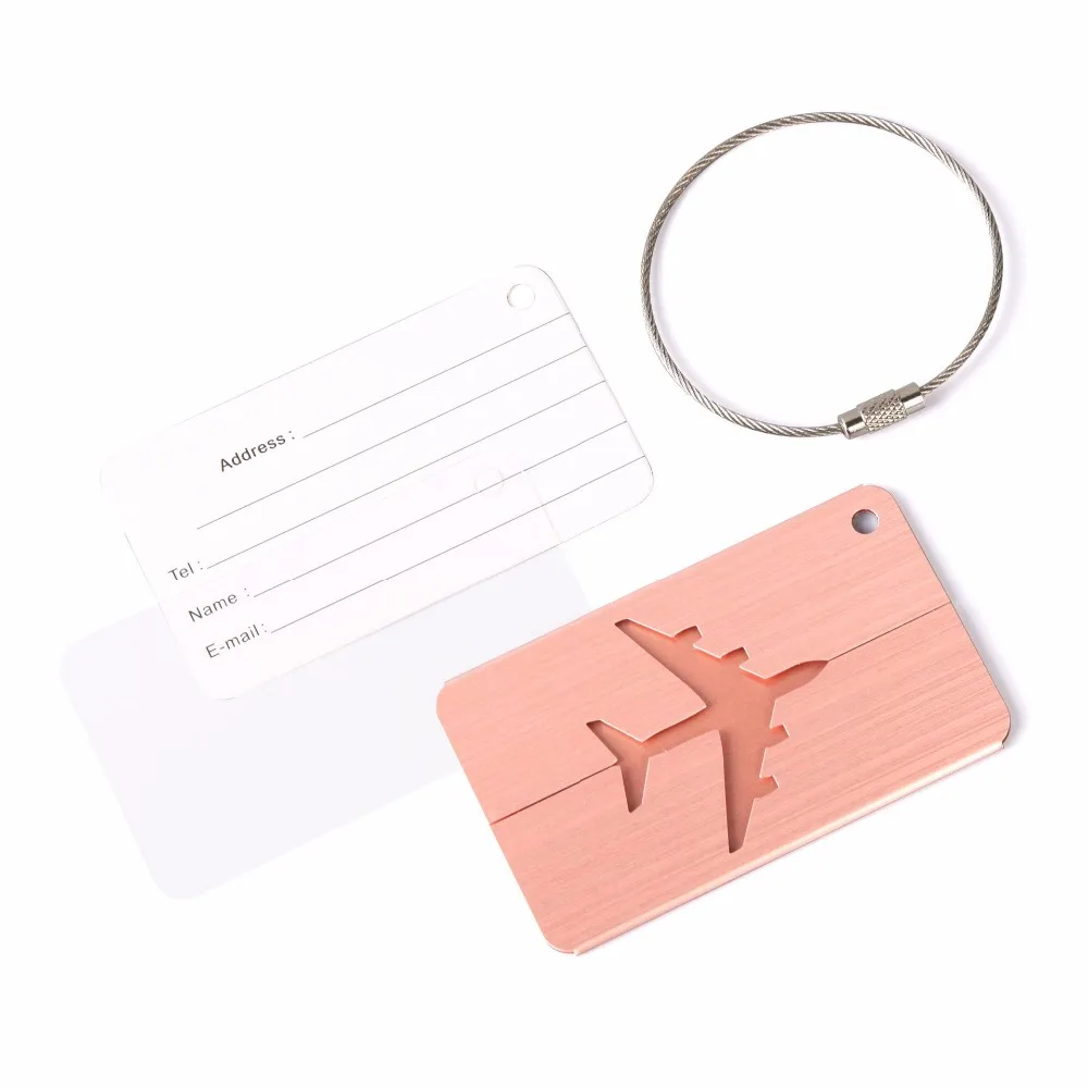 Aluminium Alloy Luggage Tags Airplane Shape Square Luggage Tags Checked Boarding Elevators Travel Accessories 