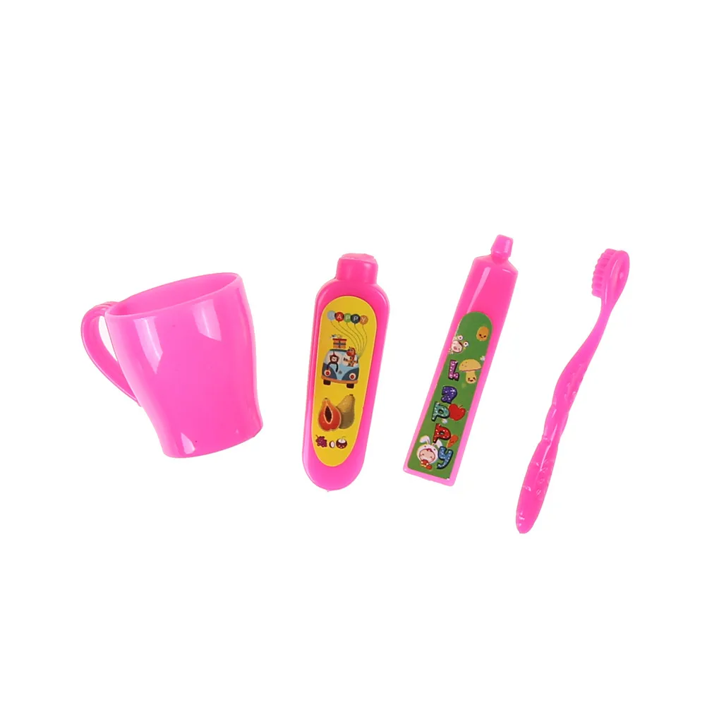 Горячая 1 набор = 4 шт кукольный домик зубная паста трубка зубная щетка Ванная комната для кукол аксессуары для девочек Подарки для игры в дом игрушки - Цвет: 1set