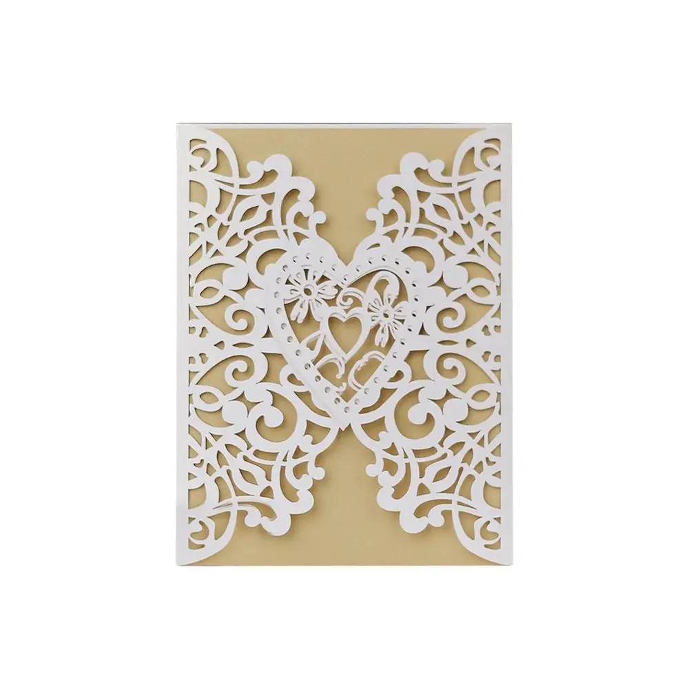  10pcs/set Heart Hollow Wedding Invitation Cards for Wedding Birthday Shower Party Decoration Laser  - 32920408620