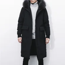 Новая однотонная зимняя длинная мужская куртка на молнии, теплое толстое пальто, толстое свободное мужское дизайнерское пальто