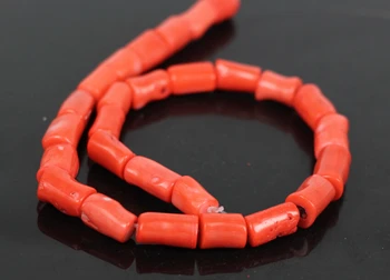 

3 strand Natural Orange Bamboo Coral Round Tube Beads Charms,Coral Cylinder Shape Beads Jewelry Necklace Supplies