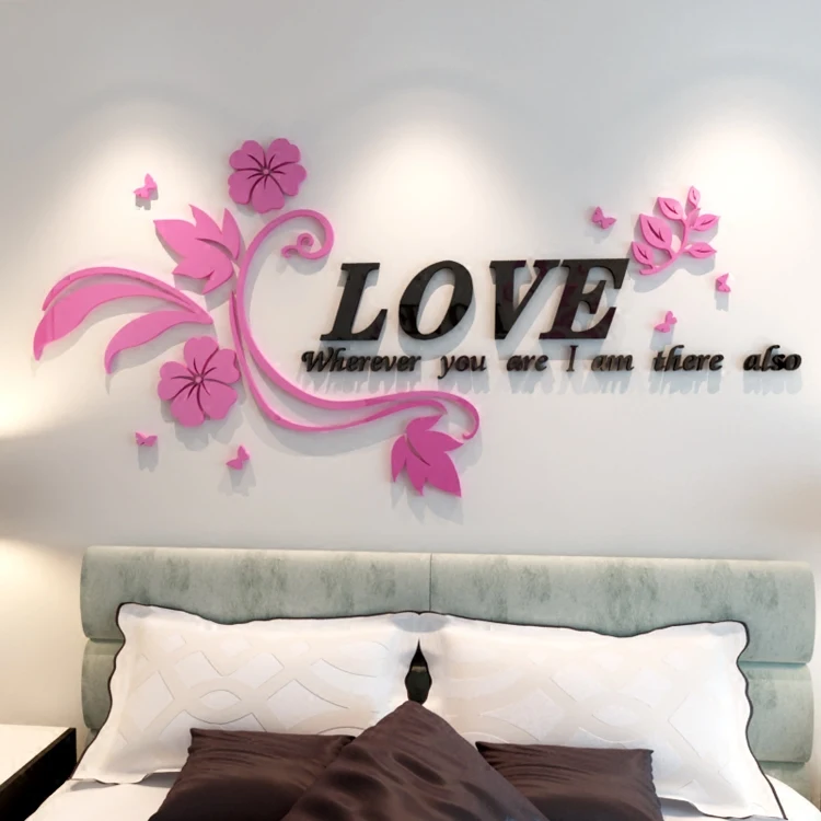 Elegant Flower Vine Pattern Acrylic Material Living Room 3D Wall