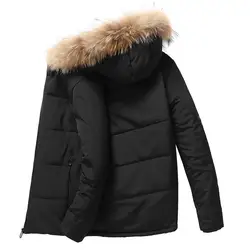2019 новые зимние Теплая парка куртки Для мужчин с длинным капюшоном кашемировые толстые пальто Для мужчин s меховой воротник флисовые парки