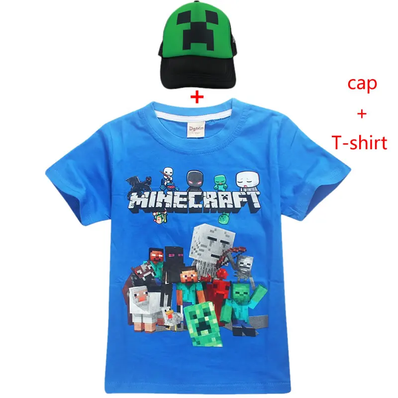 

Summer Cartoon Minecraft T Shirt My World Popular pure Cotton Tees Short Sleeve Boys Girls Top Costume Children Clothing