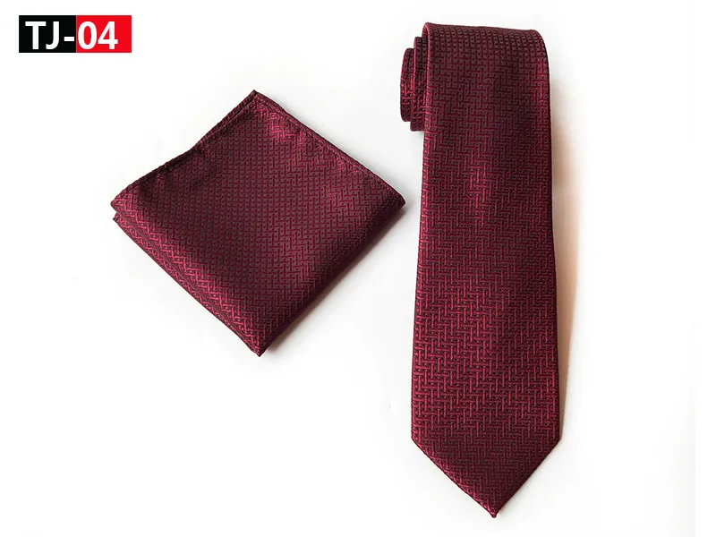 

8cm Fashion Men Necktie Set Burgundy Geometric with Dots Tie Handkerchief Sets