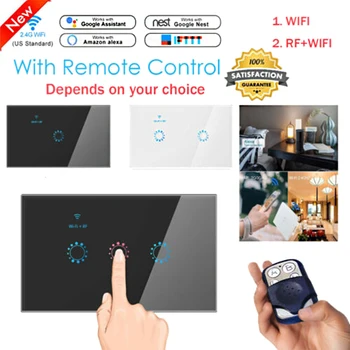 

Replacement for Alexa Google WiFi Smart Wall Light Touch Switch Glass Panel APP RF Control EU/UK Standard