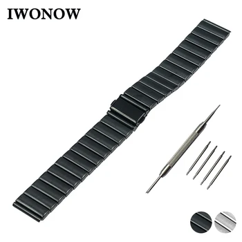 

Stainless Steel Watch Band 22mm for Ticwatch 1 46mm Folding Buckle Strap Wrist Belt Bracelet Black Silver + Spring Bar + Tool