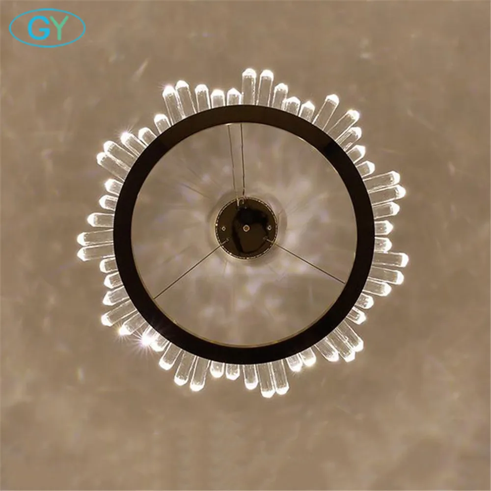 Новый дизайн Черная D60cm 37W led люстра золото D80cm 50W кольцо хрустальные люстры