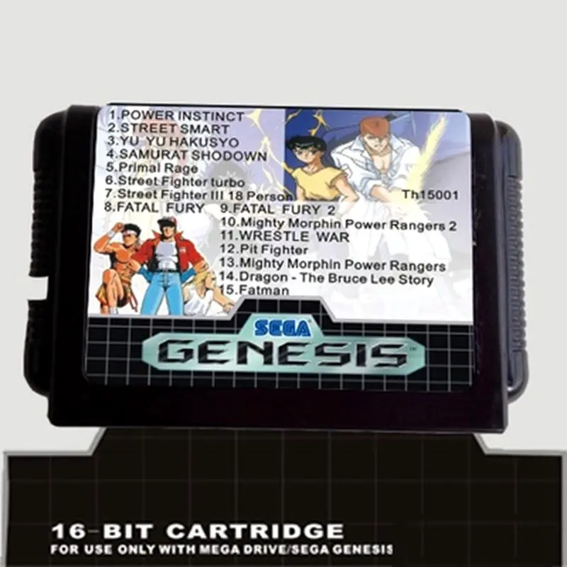 

Hot sale 15 In 1 16 bit MD Game Card For Sega Mega Drive For Genesis