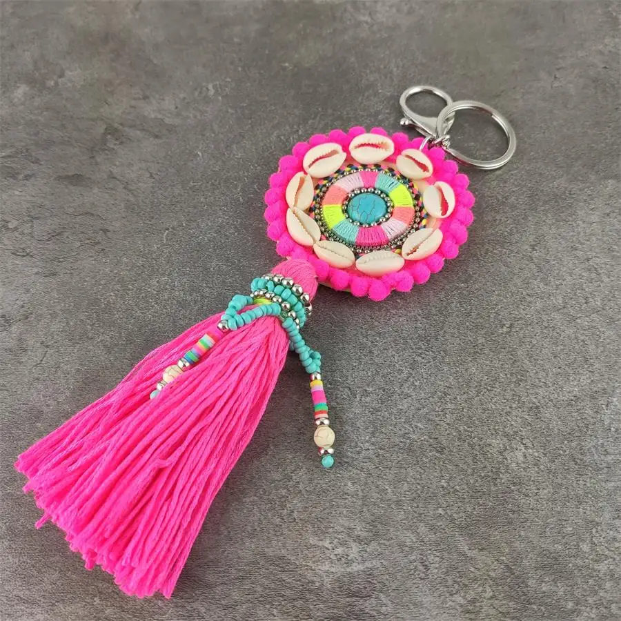 

New Tassel Bohemia Keychain Shell Pendant Beach Keyring Key Chain Keychains Car/Bag/Purse Boho Keychain Pendants