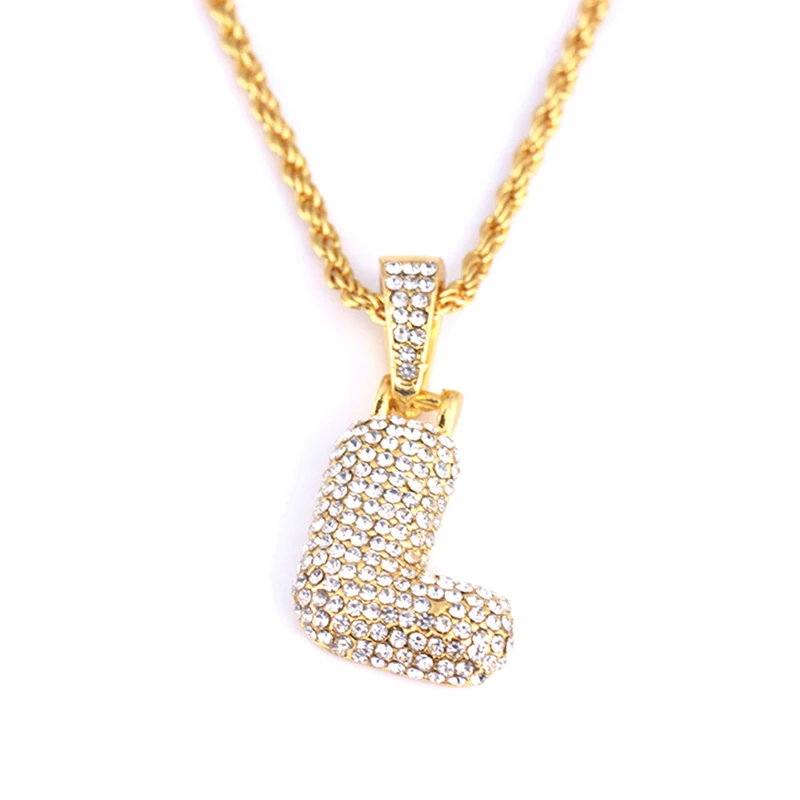 Оригинальное многоцветное CZ ожерелье с надписью, индивидуальное имя, ожерелье, золото, серебро, розовое золото, стразы, хип-хоп кулон, ювелирное изделие, подарок - Окраска металла: L