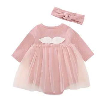 

2Pcs Long Sleeve Newborn Baby Boys Girls Romper Set ngel Wings Infnt Baby Clothing Toddler Baby Kids Romper Suit