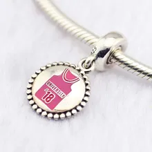 Стерлингового серебра 925 пробы эмаль Университет 18 Висячие Подвески-талисманы для изготовления ювелирных изделий для оригинальной Подвески Браслеты Berloques