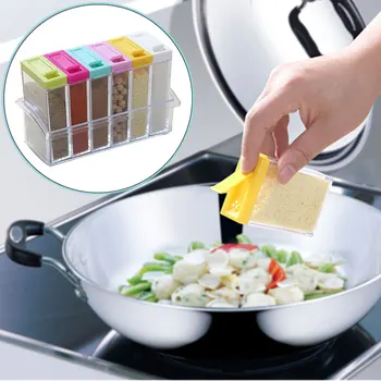

Colorful Dust Proof Visible Food Grade Seasoning Box Spice Seasoning jar Outdoor Barbecue Seasoning Box Set Kitchen Accessories